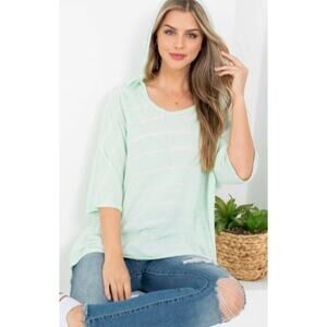 Illa Illa Mint Green Striped Hooded Knit Top | Size S
